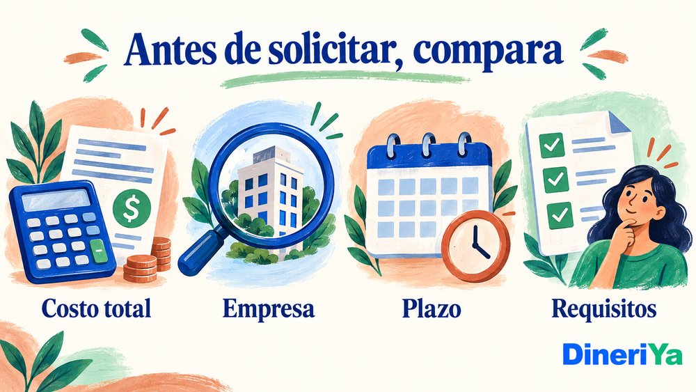 Costo total, empresa, plazo y requisitos antes de solicitar un préstamo