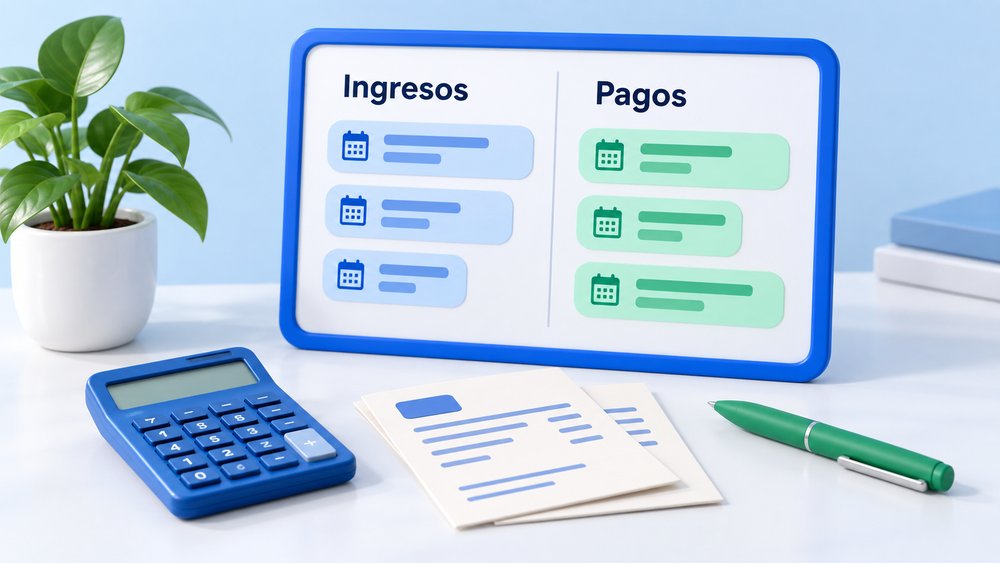 Ilustración de un tablero para organizar ingresos y pagos de trabajadores independientes