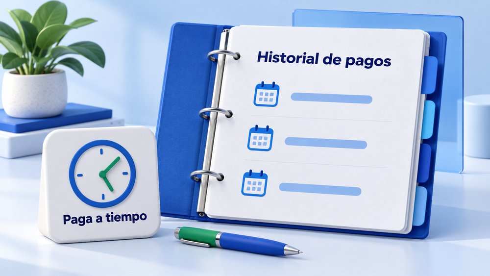 Ilustración de un registro de pagos y un recordatorio para pagar a tiempo