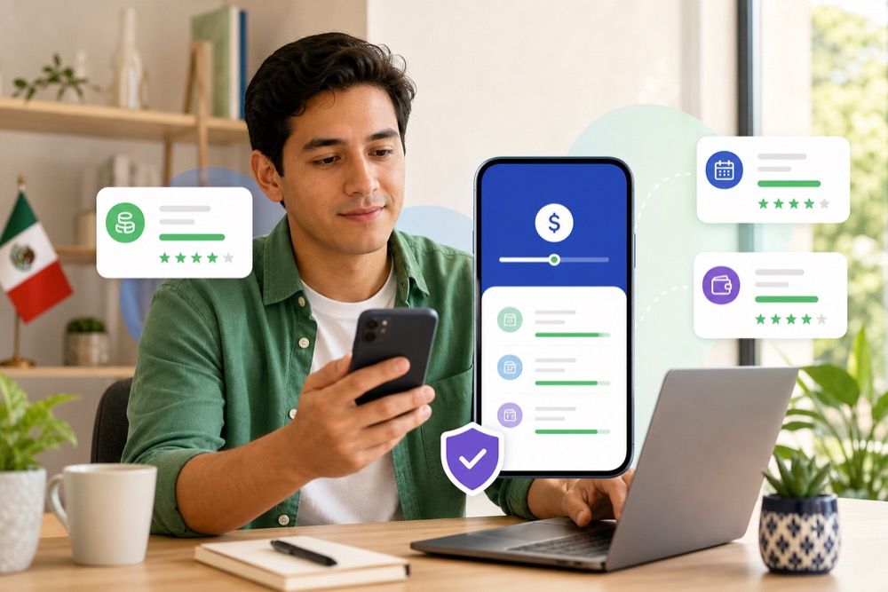 Usuario comparando apps de préstamos en México desde el celular