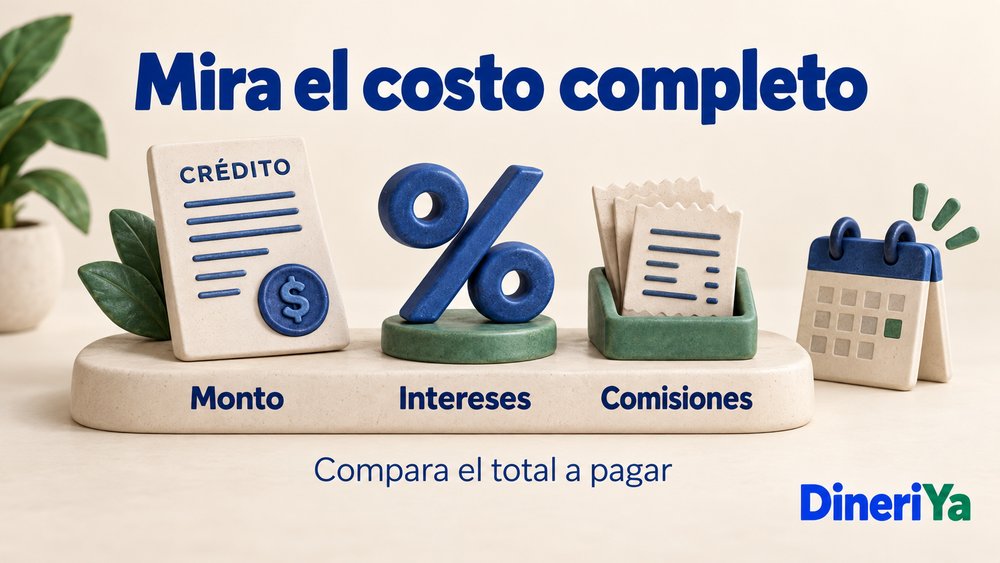 Monto, intereses y comisiones para comparar el total a pagar