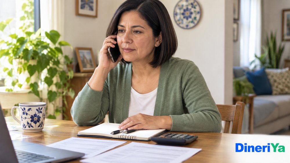 Mujer contactando al proveedor antes del vencimiento de su préstamo