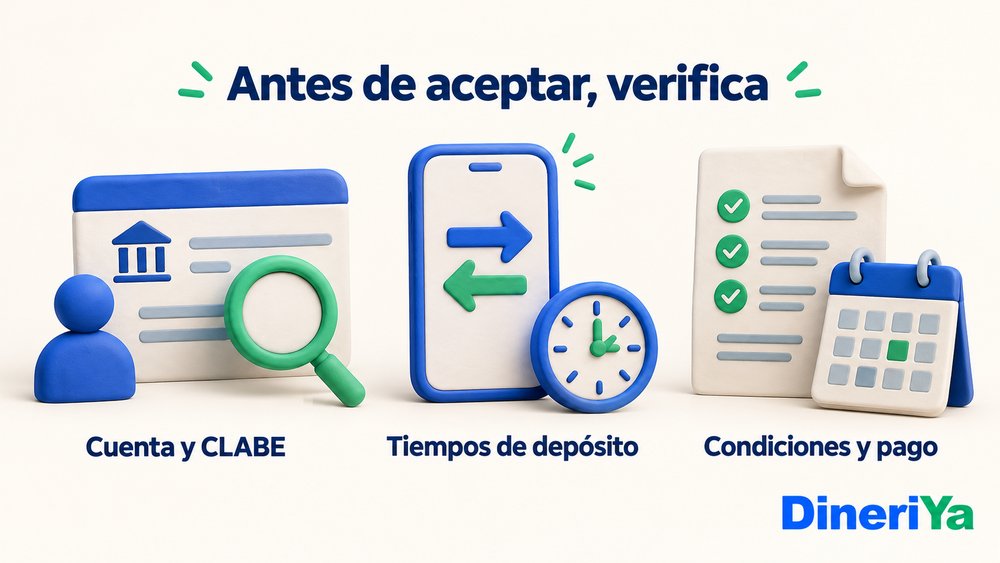Cuenta y CLABE, tiempos de depósito, condiciones y pago