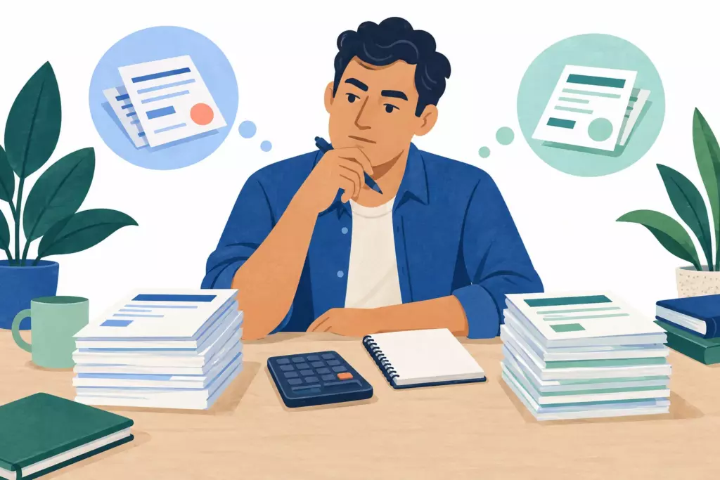 Comparación de deudas y presupuesto antes de solicitar otro crédito