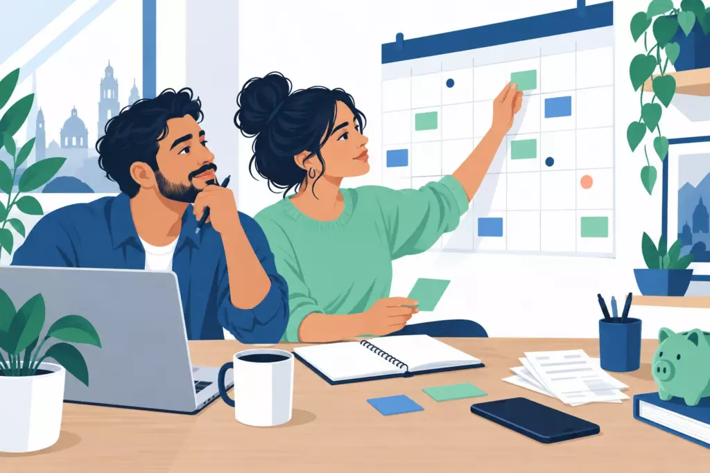 Organización de fechas de cobro y pagos en un calendario