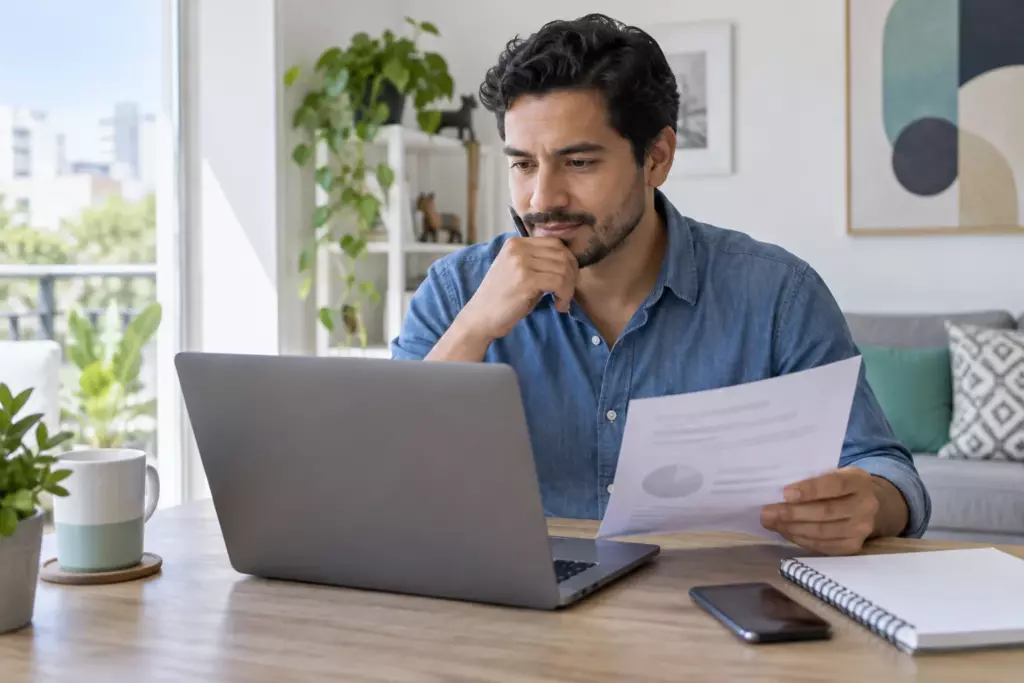 Persona revisando las condiciones de una solicitud de préstamo