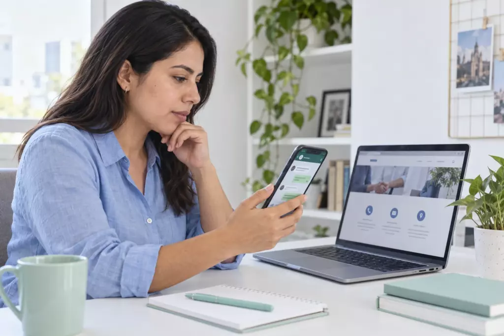 Verificación del contacto de WhatsApp con el sitio de la empresa